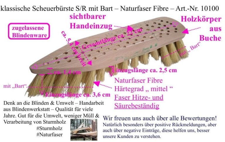Klassische Scheuerbürste aus Blindenwerkstatt für effektives Reinigen.